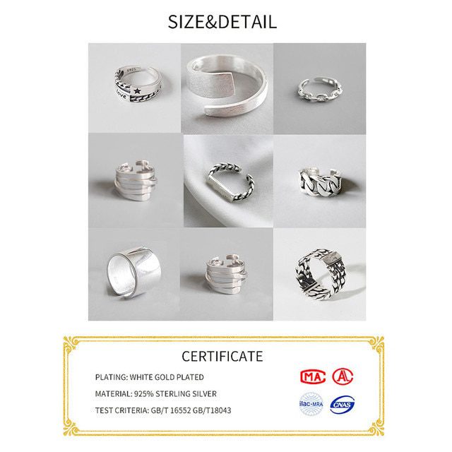 Vintage Silver Color Metal Punk Letter Open Rings Design Finger Rings for Women men Party Jewelry Gifts LETTER