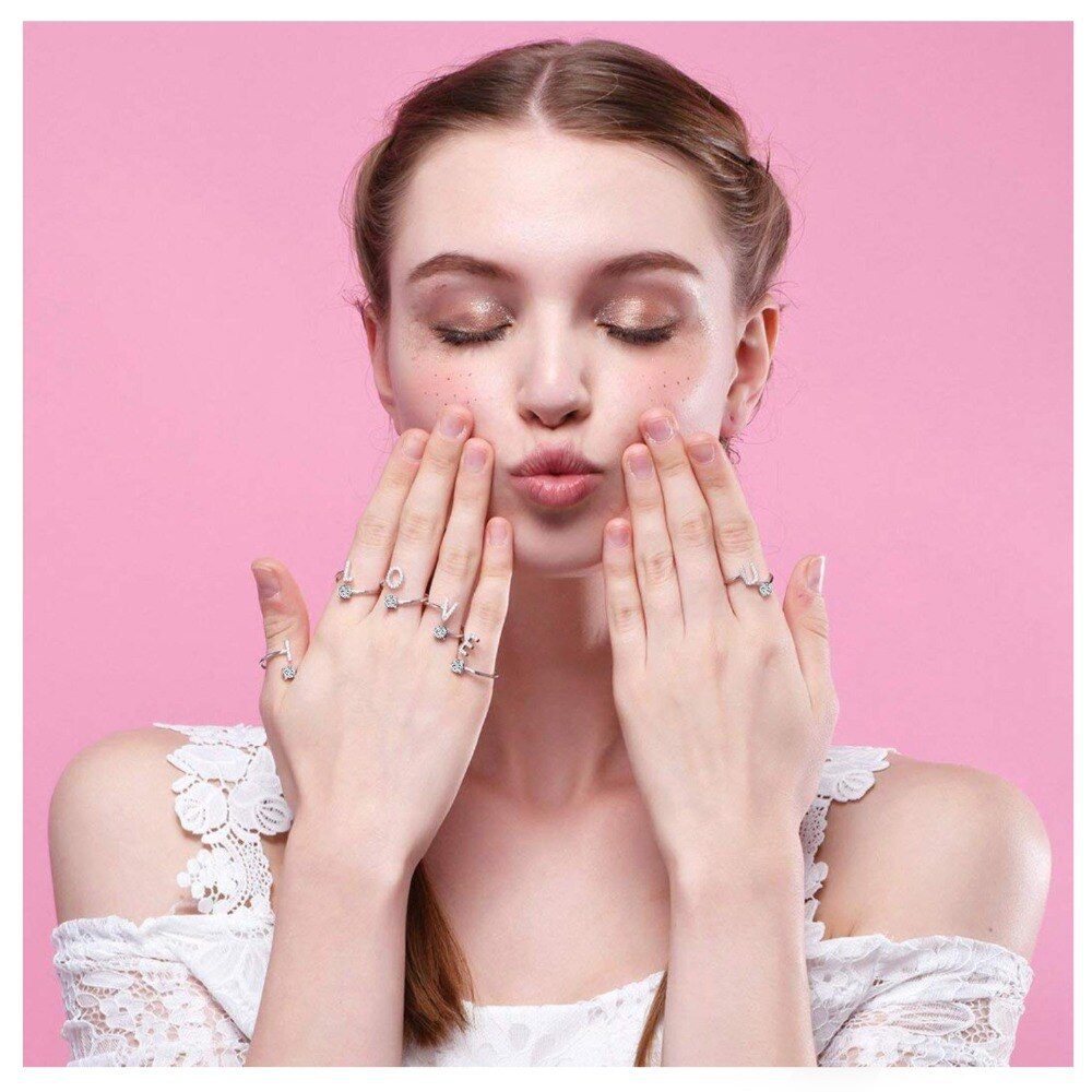 A-Z Letter Gold Color Metal Adjustable Opening Ring Initials Name Alphabet Female Creative Finger Rings Trendy Party Jewelry