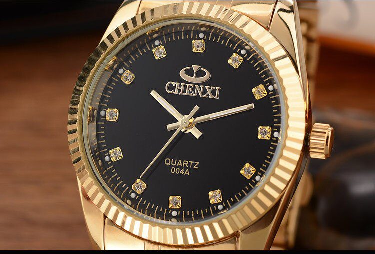 CHENXI Brand Top Luxury Ladies Gold Watch Women Golden Clock Female Women Dress Rhinestone Quartz Waterproof Watches Feminine