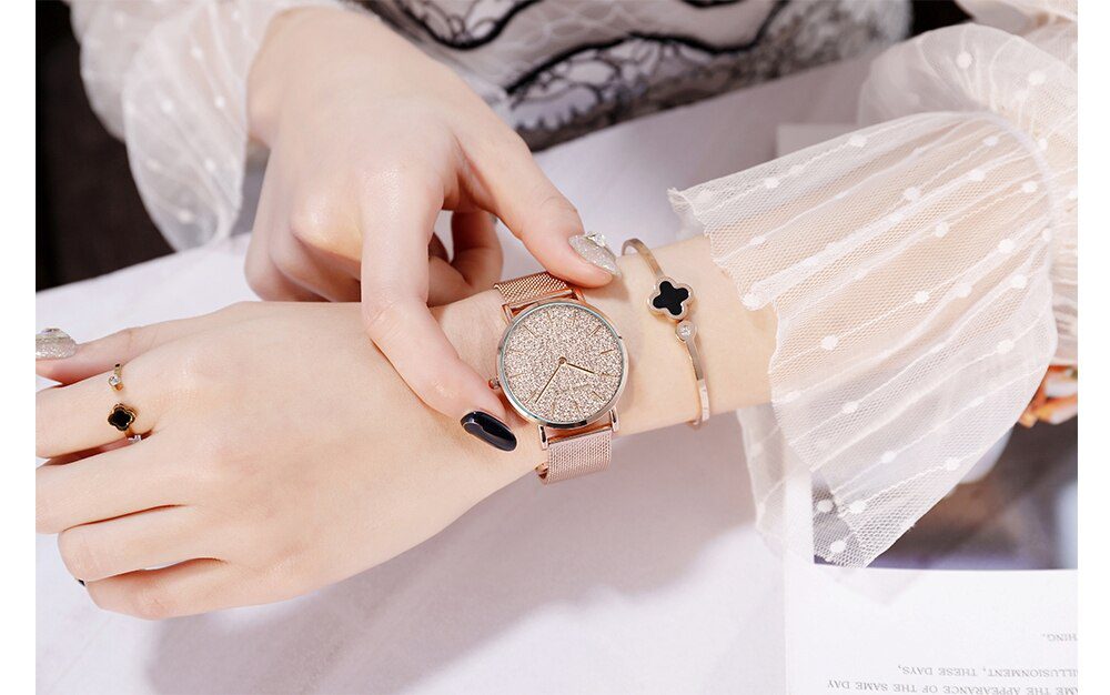 Sahara Desert Dial New Design 2021 Top Brand Luxury Japan Quartz Wristwatch Stainless Steel Rose Gold Waterproof Watch for Women