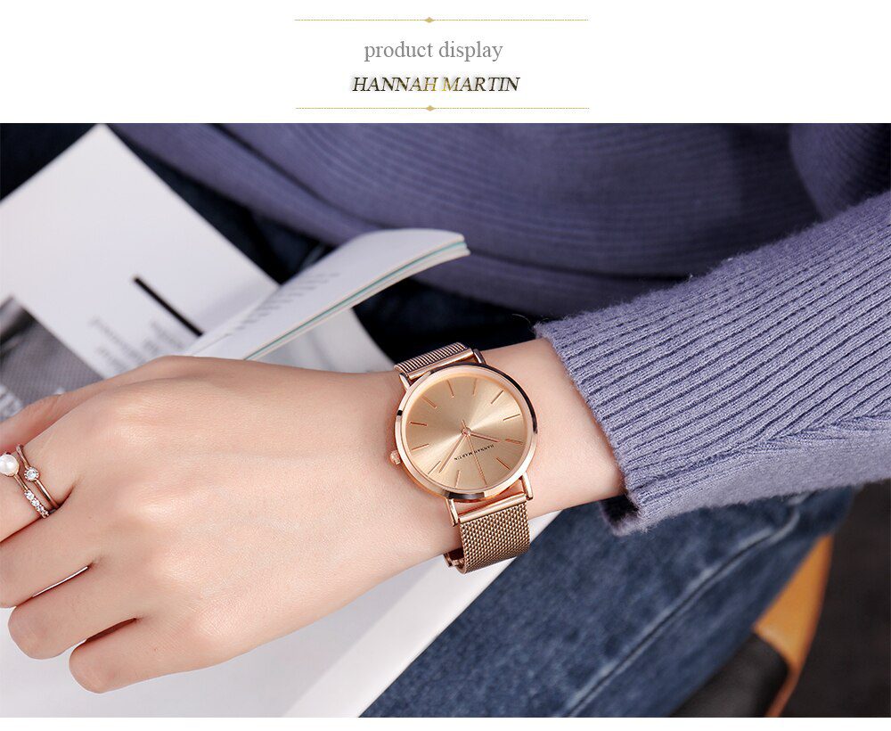 Women Watch 1 set Bracelet Japan Quartz Movement Simple Waterproof Rose Gold Stainless Steel Mesh Ladies watch relogio feminino