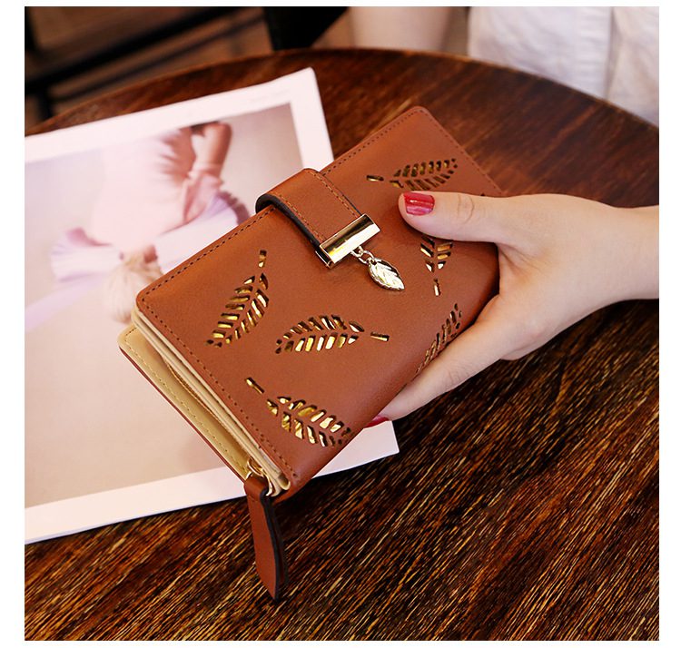 Women Wallet PU Leather Purse Female Long Wallet Gold Hollow Leaves Pouch Handbag For Women Coin Purse Card Holders Clutch Women Wallet PU Leather Purse Female Long Wallet Gold Hollow Leaves Pouch Handbag For Women Coin Purse Card Holders Clutch