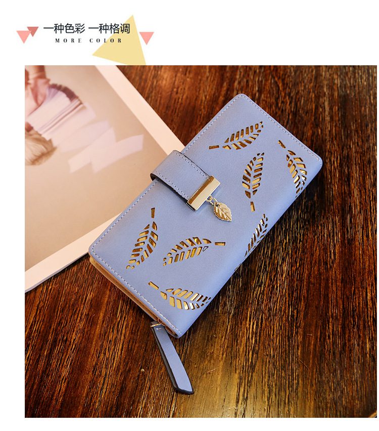 Women Wallet PU Leather Purse Female Long Wallet Gold Hollow Leaves Pouch Handbag For Women Coin Purse Card Holders Clutch Women Wallet PU Leather Purse Female Long Wallet Gold Hollow Leaves Pouch Handbag For Women Coin Purse Card Holders Clutch