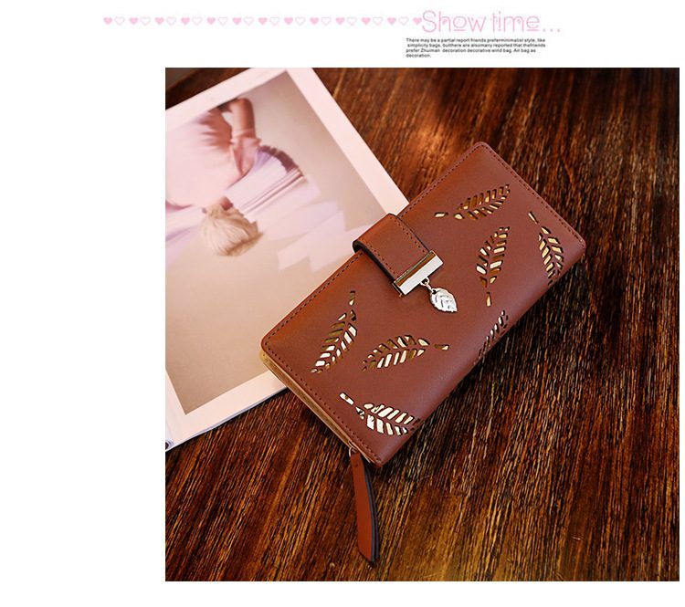 Women Wallet PU Leather Purse Female Long Wallet Gold Hollow Leaves Pouch Handbag For Women Coin Purse Card Holders Clutch Women Wallet PU Leather Purse Female Long Wallet Gold Hollow Leaves Pouch Handbag For Women Coin Purse Card Holders Clutch