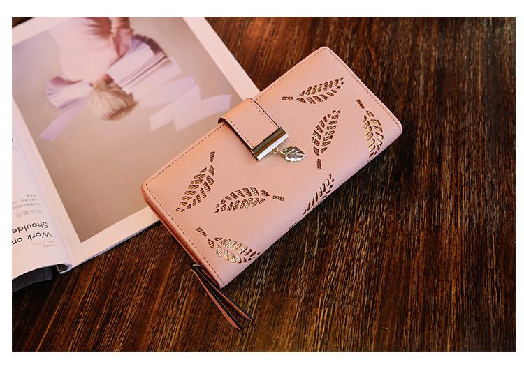 Women Wallet PU Leather Purse Female Long Wallet Gold Hollow Leaves Pouch Handbag For Women Coin Purse Card Holders Clutch Women Wallet PU Leather Purse Female Long Wallet Gold Hollow Leaves Pouch Handbag For Women Coin Purse Card Holders Clutch