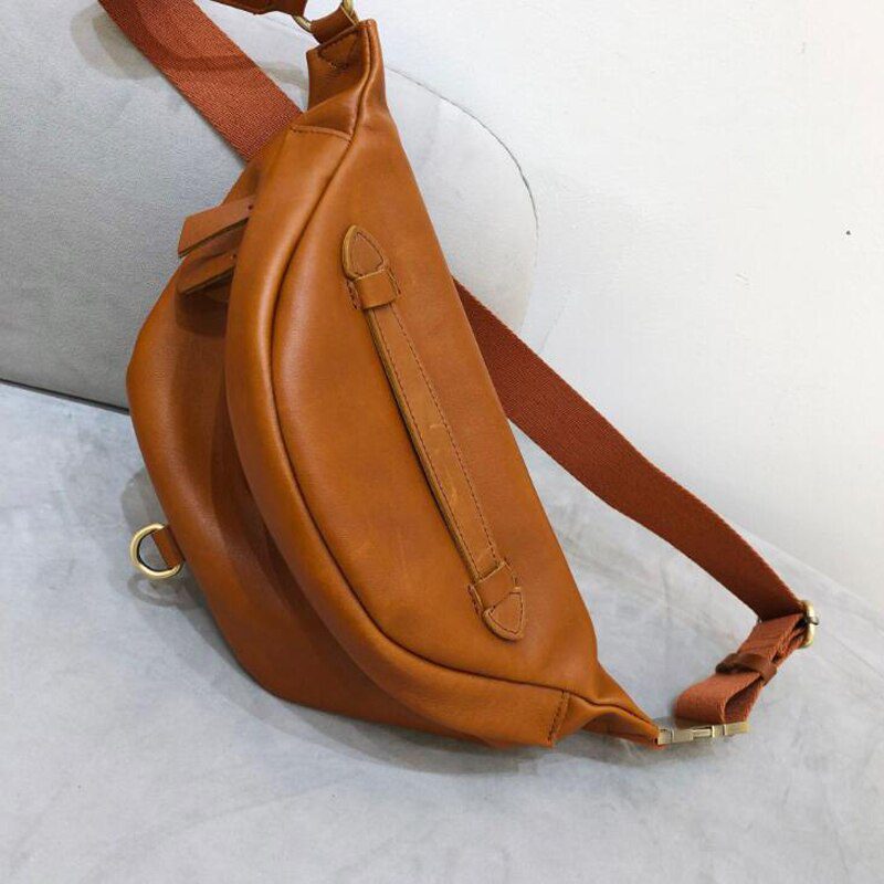 Genuine Leather Chest Shoulder Bag Cool Crossbody Packs for Woman Cowhide Female Spring High Quality Belt Saddle Shoulder Bags