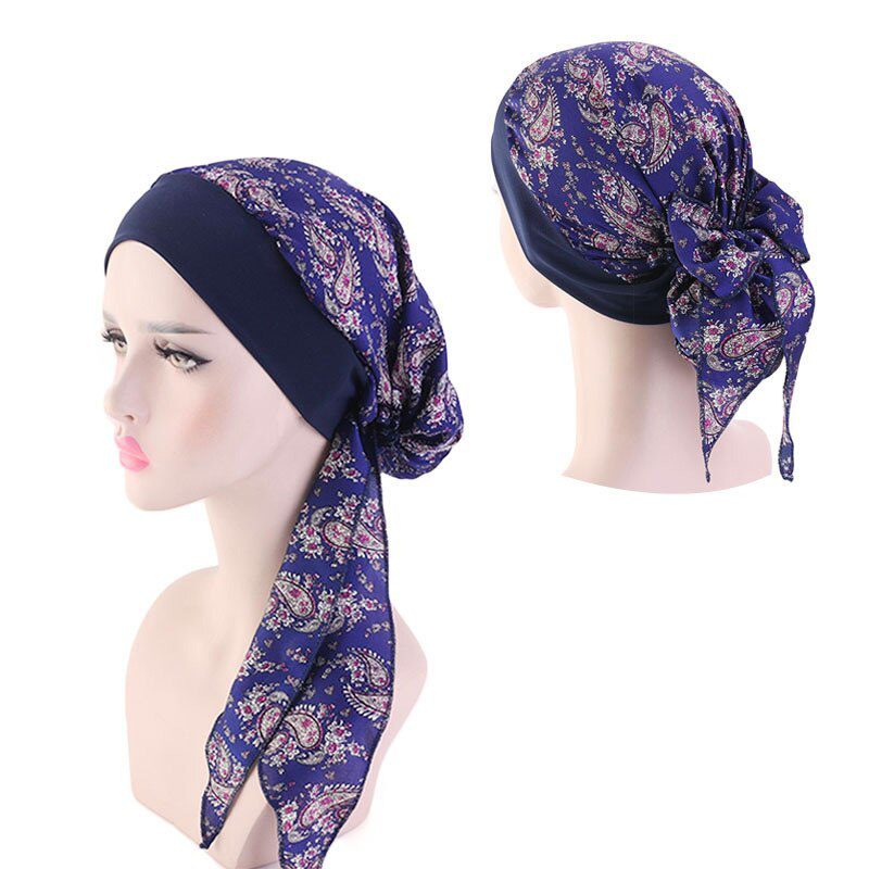 2020 fashion printed flowers women inner hijabs cap muslim head scarf turban bonnet ready to wear ladies wrap under hijab caps