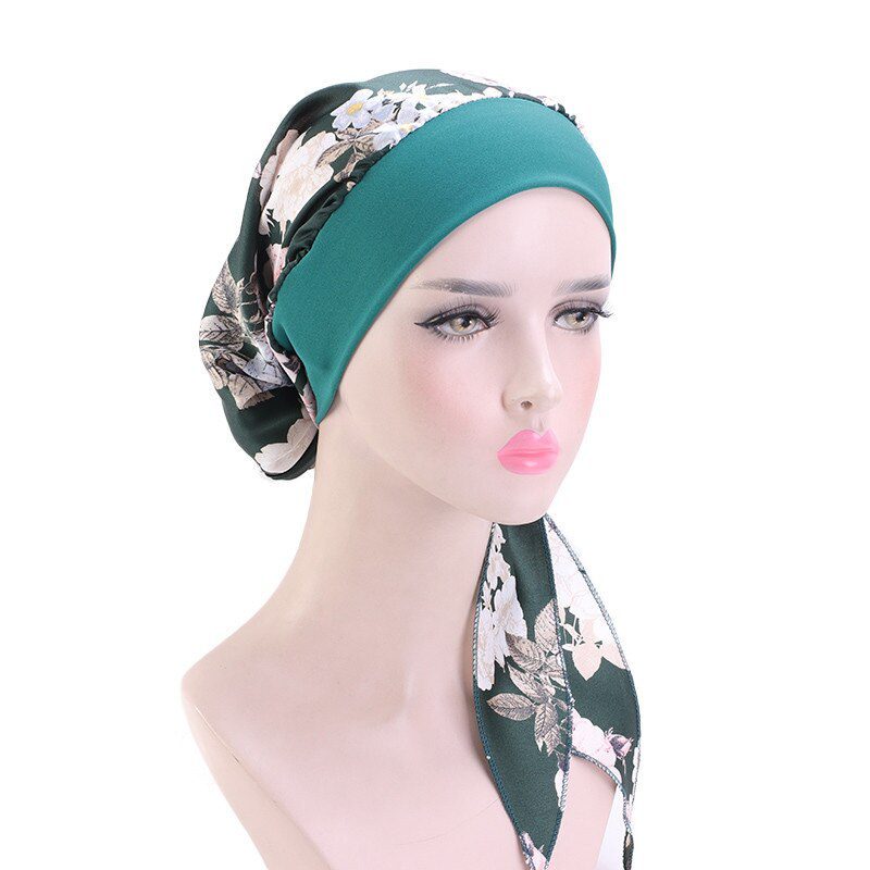 2020 fashion printed flowers women inner hijabs cap muslim head scarf turban bonnet ready to wear ladies wrap under hijab caps