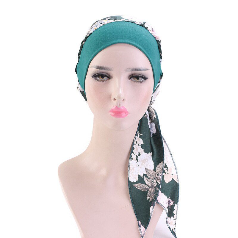 2020 fashion printed flowers women inner hijabs cap muslim head scarf turban bonnet ready to wear ladies wrap under hijab caps