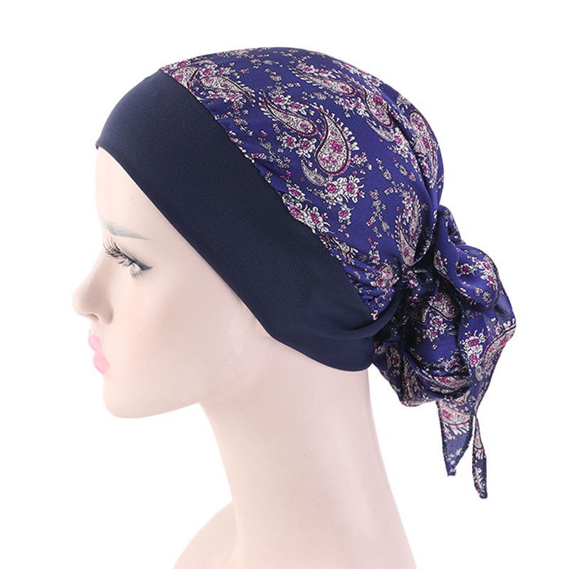 2020 fashion printed flowers women inner hijabs cap muslim head scarf turban bonnet ready to wear ladies wrap under hijab caps