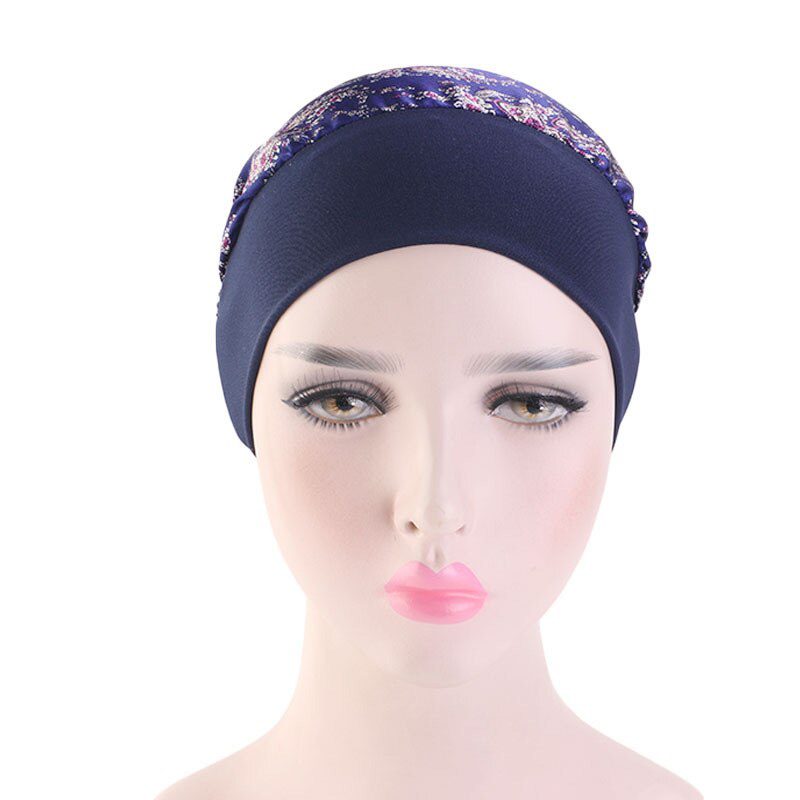 2020 fashion printed flowers women inner hijabs cap muslim head scarf turban bonnet ready to wear ladies wrap under hijab caps