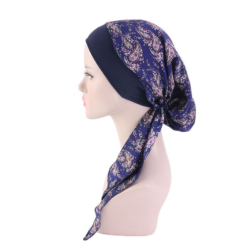 2020 fashion printed flowers women inner hijabs cap muslim head scarf turban bonnet ready to wear ladies wrap under hijab caps