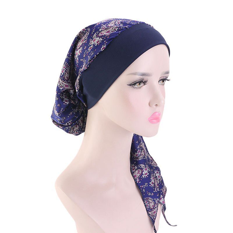 2020 fashion printed flowers women inner hijabs cap muslim head scarf turban bonnet ready to wear ladies wrap under hijab caps