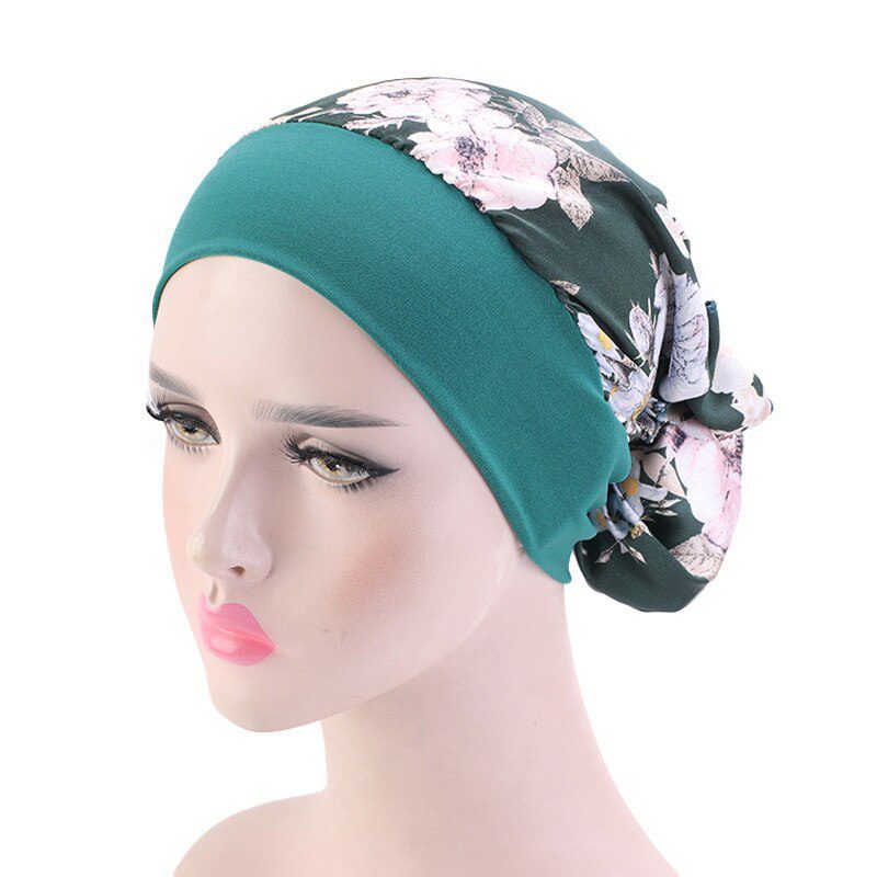2020 fashion printed flowers women inner hijabs cap muslim head scarf turban bonnet ready to wear ladies wrap under hijab caps