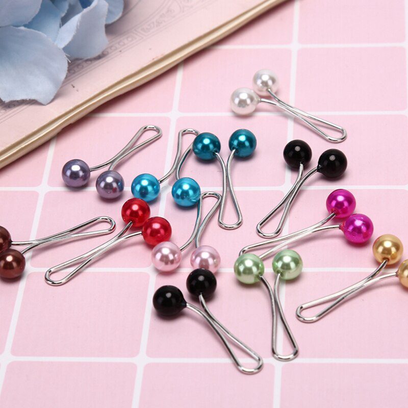 12pcs Headscarf Shawl Scarf Lady Muslim Scarf Hijab Clips Pearl Scarf Brooch Pin