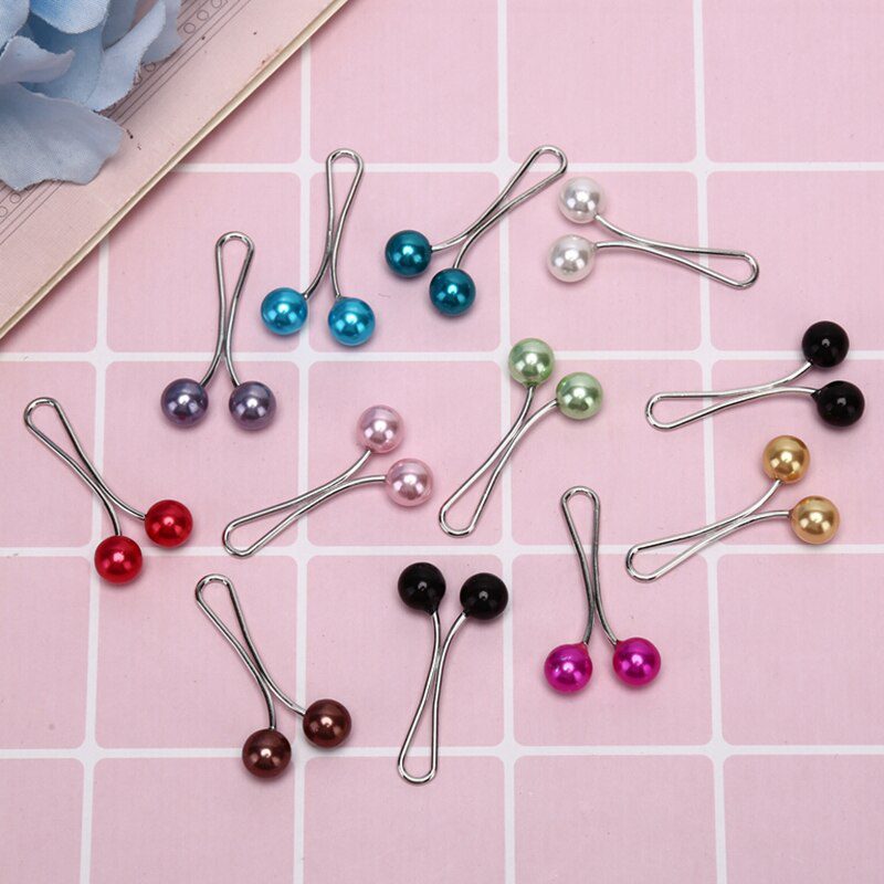 12pcs Headscarf Shawl Scarf Lady Muslim Scarf Hijab Clips Pearl Scarf Brooch Pin