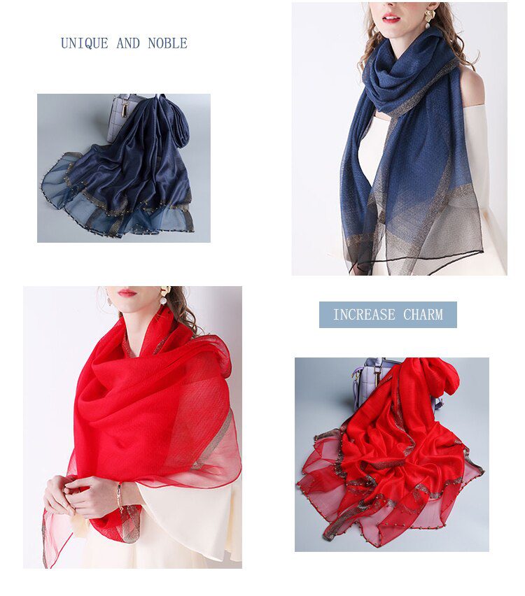 2020 New Summer Silk Scarf For Women Long Size Pashmina Lady Shawl Female Wraps Bandana Foulard Hijabs Solid Soft Beach Stoles