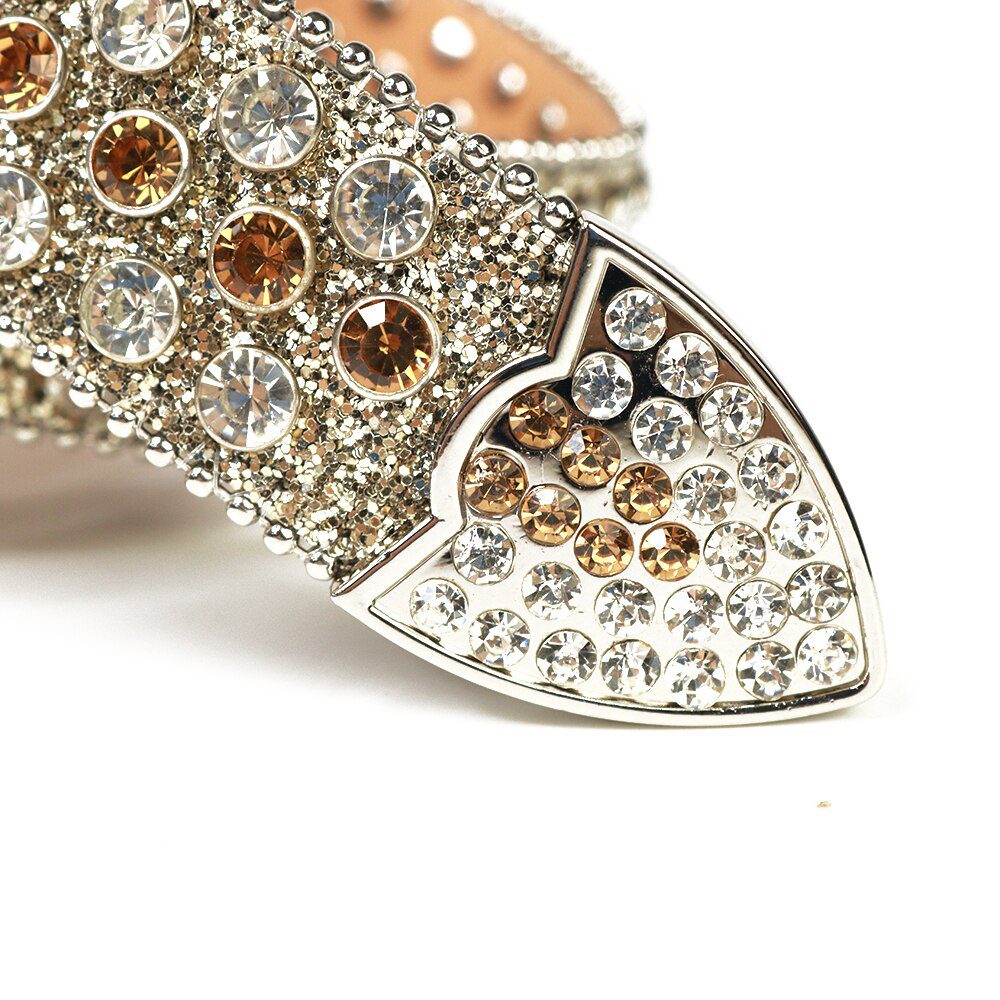 Western Cowgirl Cowboy Bling Bling Rhinestones Belt Quality Studded Belt For Women Men Fashion Cinto De Strass Ceinture Femme