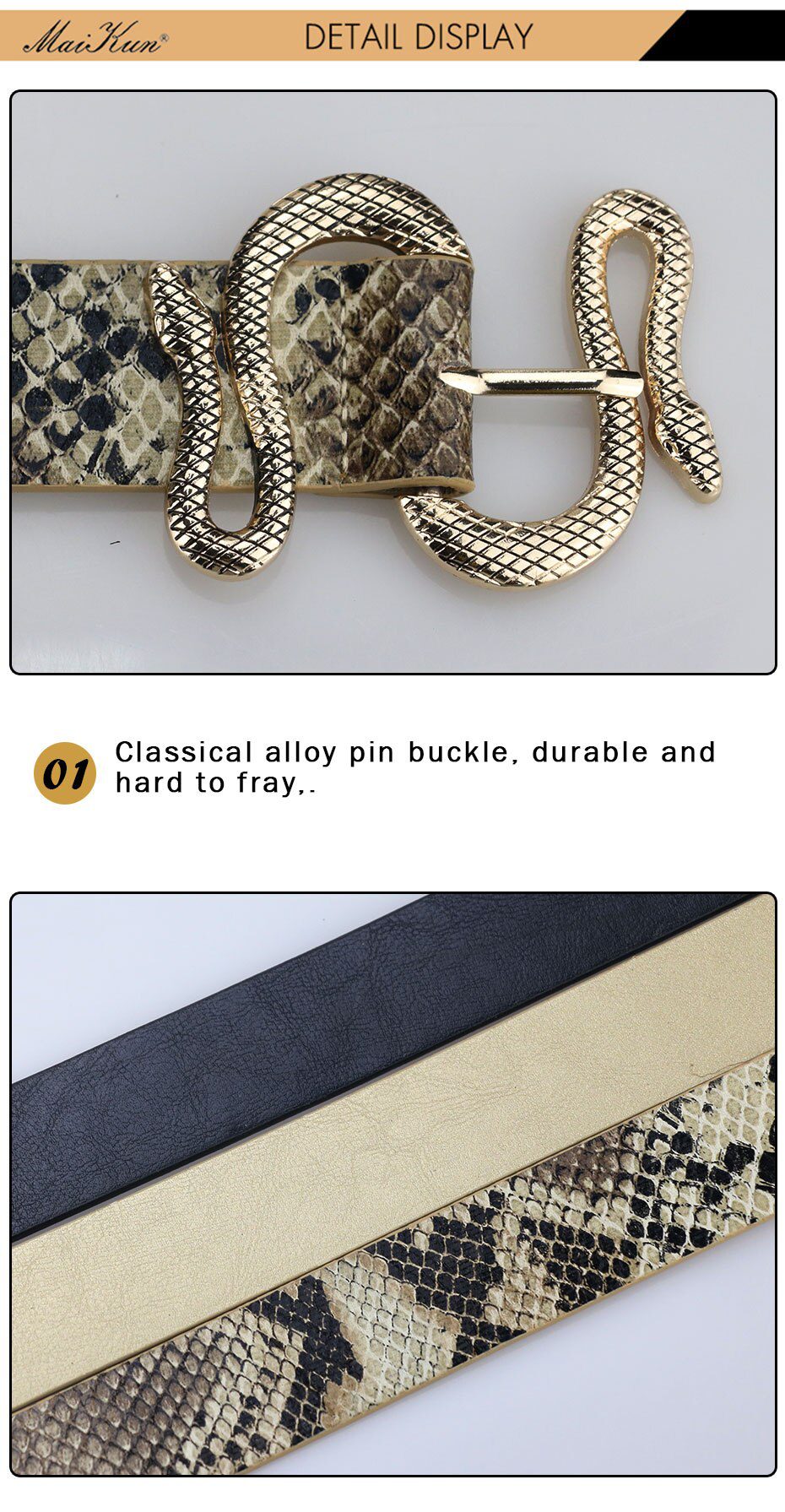 Maikun Belts for Women Snake Shape Pin Buckle Belt High Quality PU Leather Women Belt Maikun Belts for Women Snake Shape Pin Buckle Belt High Quality PU Leather Women Belt
