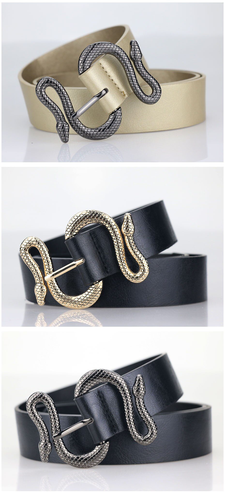 Maikun Belts for Women Snake Shape Pin Buckle Belt High Quality PU Leather Women Belt Maikun Belts for Women Snake Shape Pin Buckle Belt High Quality PU Leather Women Belt