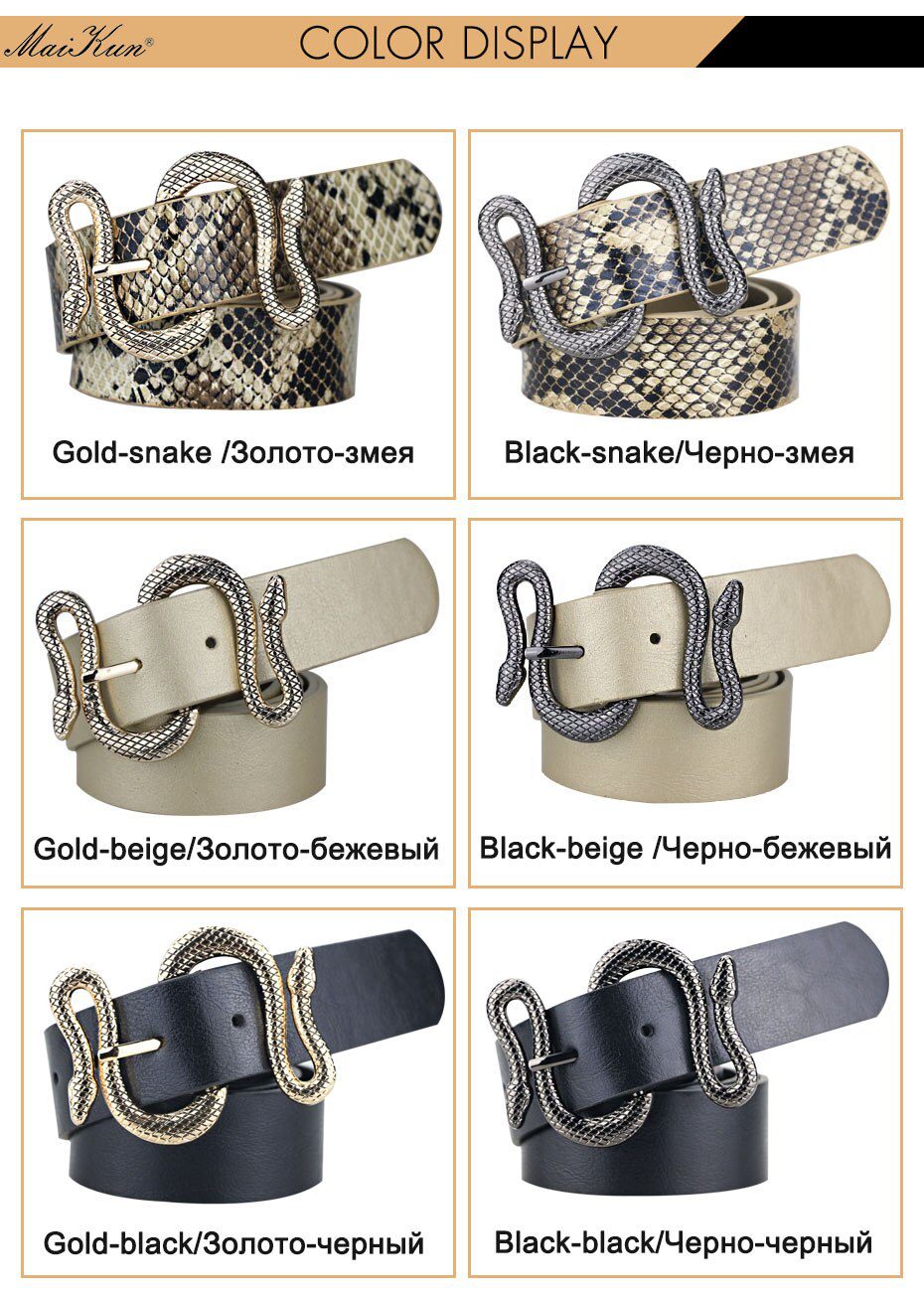Maikun Belts for Women Snake Shape Pin Buckle Belt High Quality PU Leather Women Belt Maikun Belts for Women Snake Shape Pin Buckle Belt High Quality PU Leather Women Belt