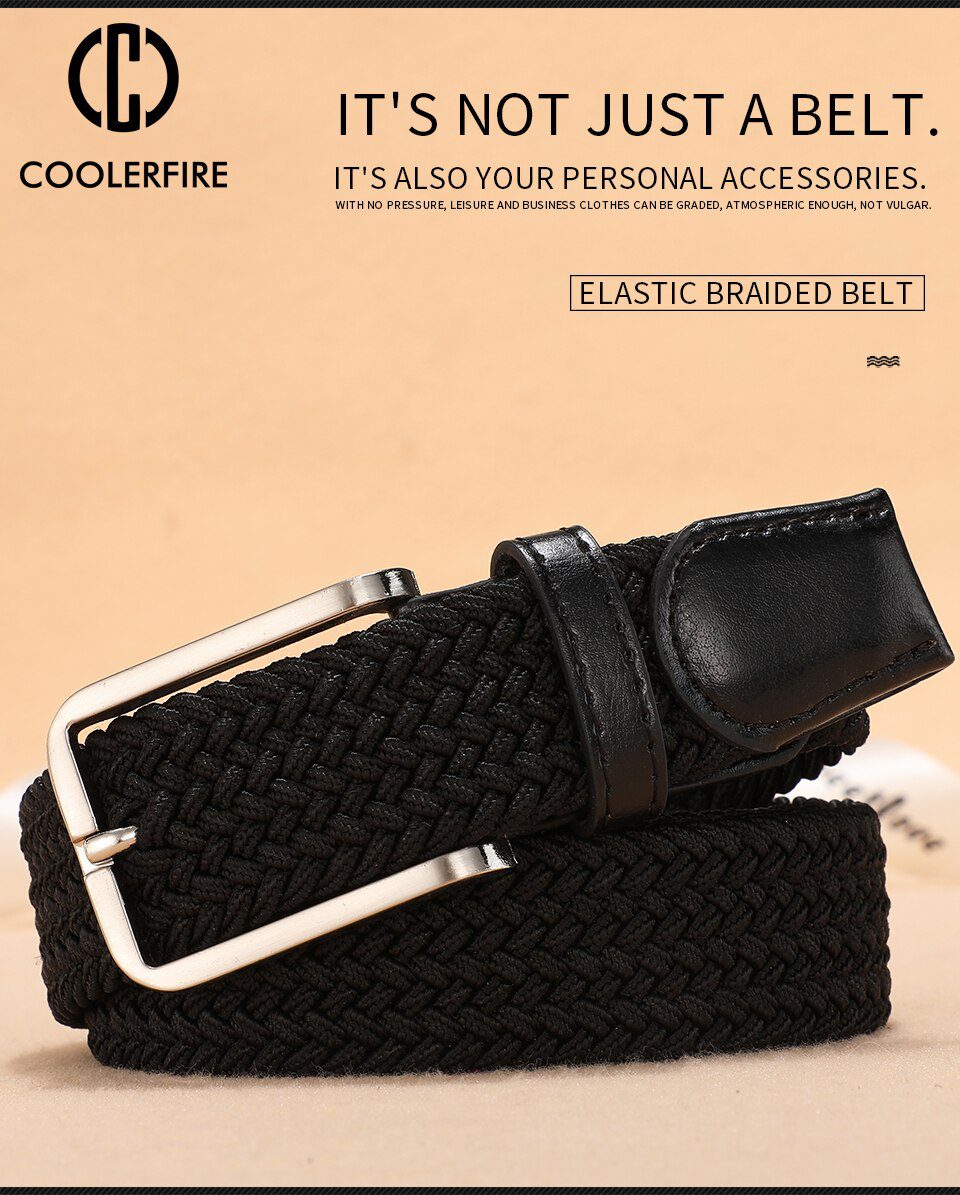 Men Women Casual Knitted Belt Woven Canvas Elastic Expandable Braided Stretch Belts Plain Webbing strap