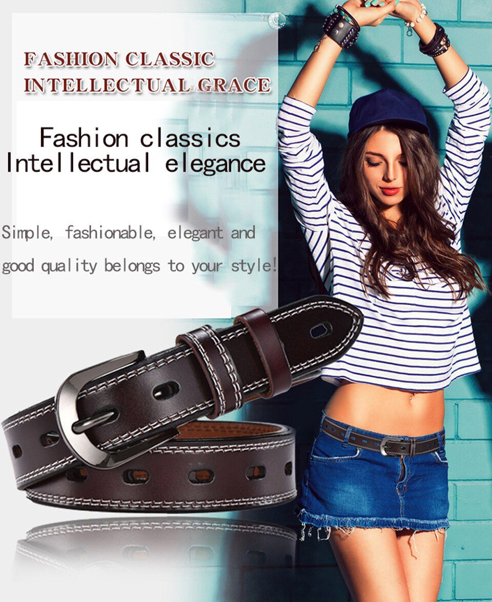 Women Genuine Leather Belt For Female Strap Casual All-match Ladies Adjustable Belts Designer High Quality Brand