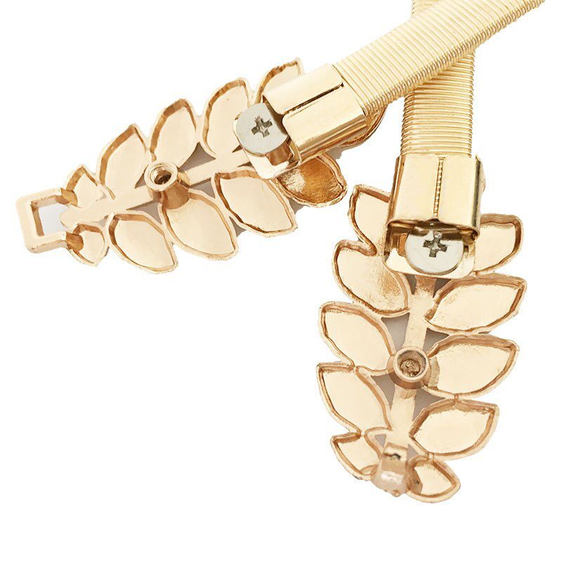 Flower Leaf Shape Belts For Women Wedding Designer Elastic Girl Stretch Skinny Waist Belt Cummerbunds Metal Female Belt ceinture