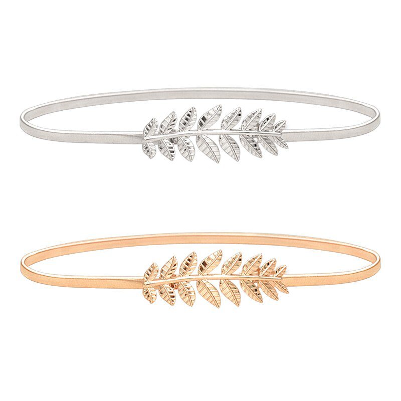Flower Leaf Shape Belts For Women Wedding Designer Elastic Girl Stretch Skinny Waist Belt Cummerbunds Metal Female Belt ceinture