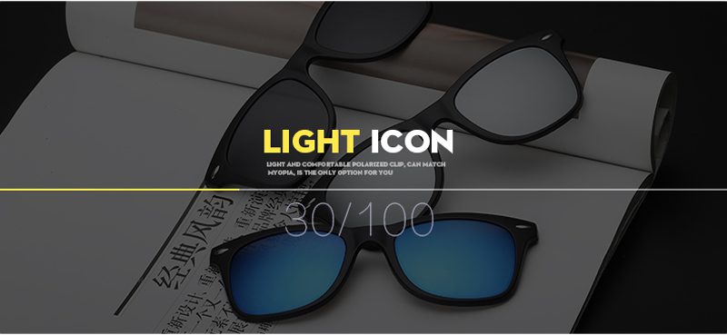 HJYFINO 5 lenes Magnet Sunglasses Clip Mirrored Clip on Sunglasses clip on glasses Men Polarized Clip Custom Prescription Myopia