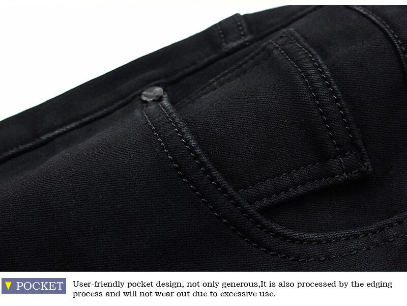 2020 Winter New Men Warm Slim Jeans Elasticity Skinny Black Jeans Fashion Casual Thick Denim Pants Trousers Male Brand Clothes