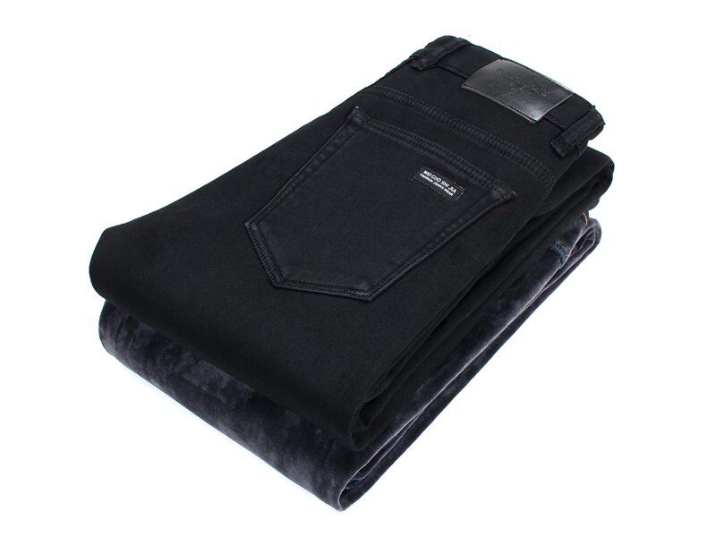 2020 Winter New Men Warm Slim Jeans Elasticity Skinny Black Jeans Fashion Casual Thick Denim Pants Trousers Male Brand Clothes