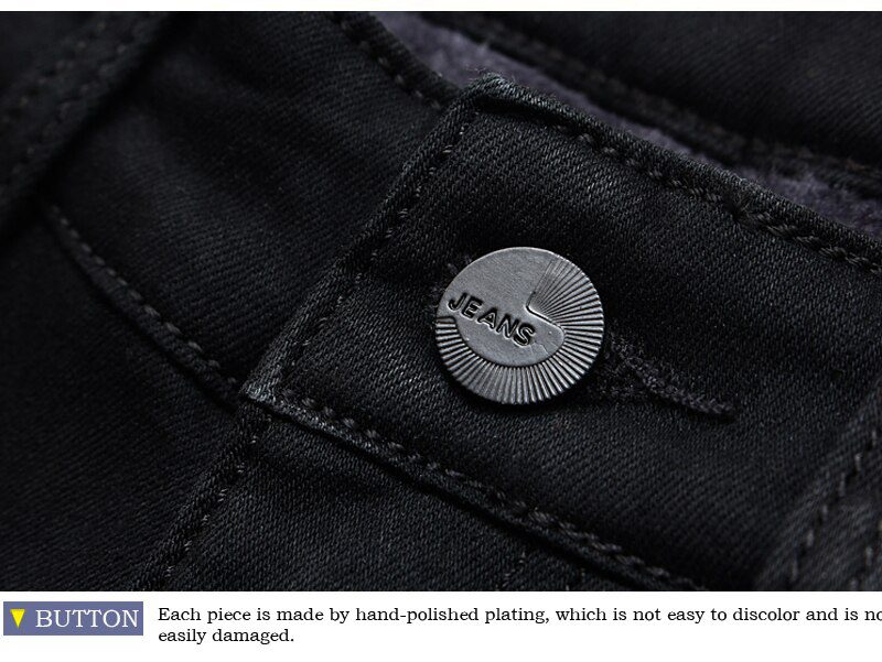 2020 Winter New Men Warm Slim Jeans Elasticity Skinny Black Jeans Fashion Casual Thick Denim Pants Trousers Male Brand Clothes