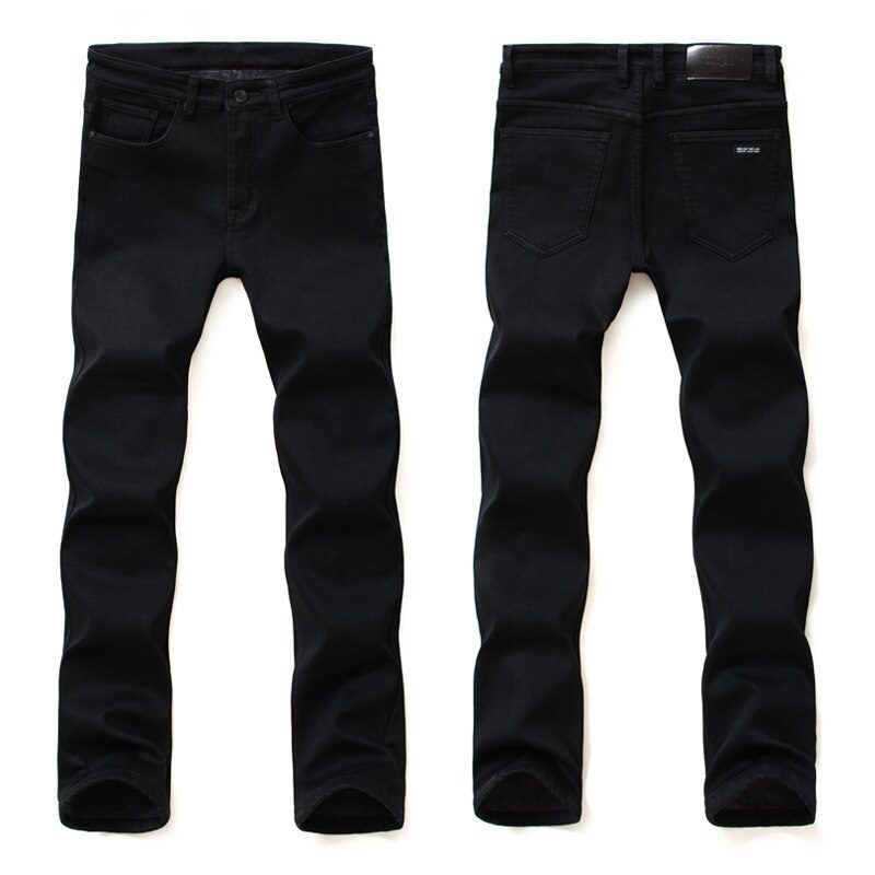 2020 Winter New Men Warm Slim Jeans Elasticity Skinny Black Jeans Fashion Casual Thick Denim Pants Trousers Male Brand Clothes