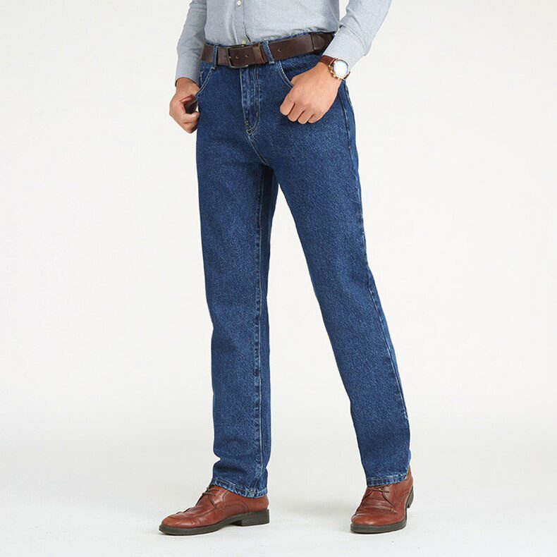 Men Business Jeans Classic Spring Autumn Male Cotton Straight Stretch Brand Denim Pants Summer Overalls Slim Fit Trousers 2021