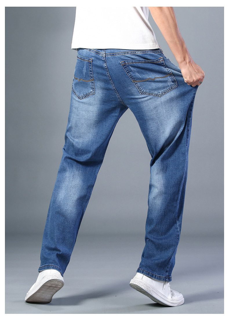 7 Colors Available Men's Thin Straight-leg Loose Jeans 2021 Summer New Classic Style Advanced Stretch Loose Pants Male Brand