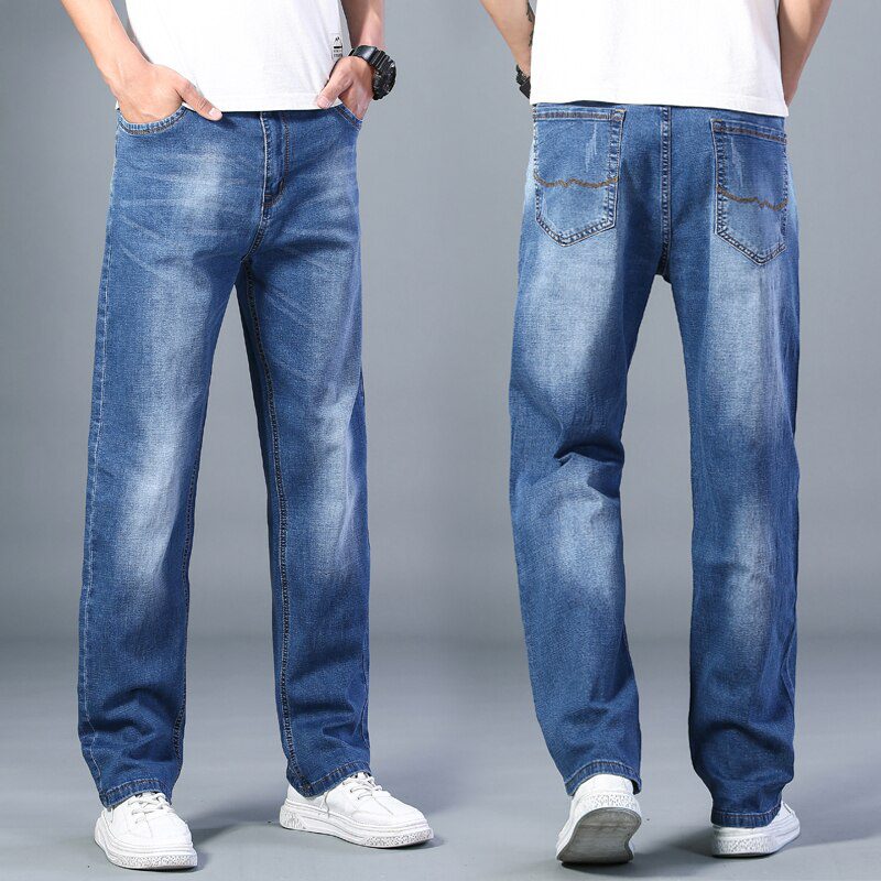 7 Colors Available Men's Thin Straight-leg Loose Jeans 2021 Summer New Classic Style Advanced Stretch Loose Pants Male Brand