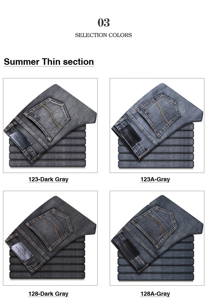 2021 New Men's Stretch Regular Fit Jeans Business Casual Classic Style Fashion Denim Trousers Male Black Blue Gray Pants