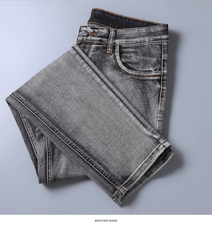 2021 New Men's Stretch Regular Fit Jeans Business Casual Classic Style Fashion Denim Trousers Male Black Blue Gray Pants