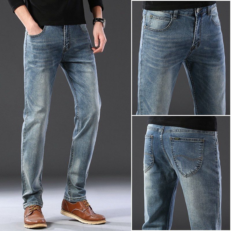 2020 SULEE Top Brand New Men's Jeans Business Casual Elastic Comfort Straight Denim Pants Male High Quality Brand Trousers
