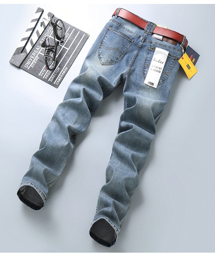 2020 SULEE Top Brand New Men's Jeans Business Casual Elastic Comfort Straight Denim Pants Male High Quality Brand Trousers