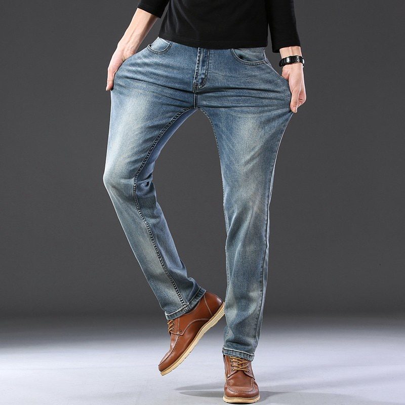 2020 SULEE Top Brand New Men's Jeans Business Casual Elastic Comfort Straight Denim Pants Male High Quality Brand Trousers