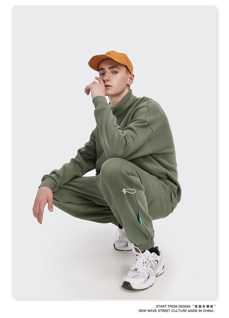 INFLATION Fleece Loose Fit Men Sweatpant In Pure Color 2020 Winter Elastic Waist Sweatpant Streetwear Men Outdoor Pants 3206W