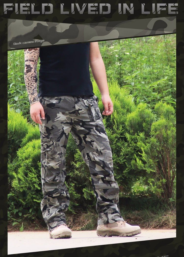 Men's Cargo Pants Army Military Style Tactical Pants Male Camo Jogger Plus Size Cotton Many Pocket Men Camouflage Black Trousers