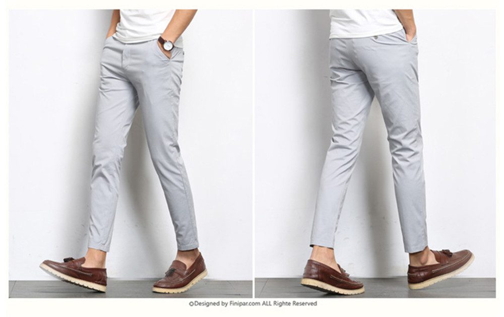 BROWON Autumn Men Fashions Solid Color Casual Pants Men Straight Slight Elastic Ankle-Length High Quality Formal Trousers Men BROWON Autumn Men Fashions Solid Color Casual Pants Men Straight Slight Elastic Ankle-Length High Quality Formal Trousers Men