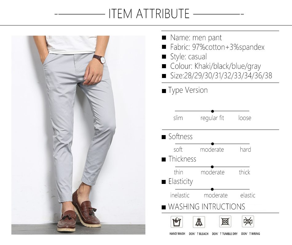 BROWON Autumn Men Fashions Solid Color Casual Pants Men Straight Slight Elastic Ankle-Length High Quality Formal Trousers Men BROWON Autumn Men Fashions Solid Color Casual Pants Men Straight Slight Elastic Ankle-Length High Quality Formal Trousers Men