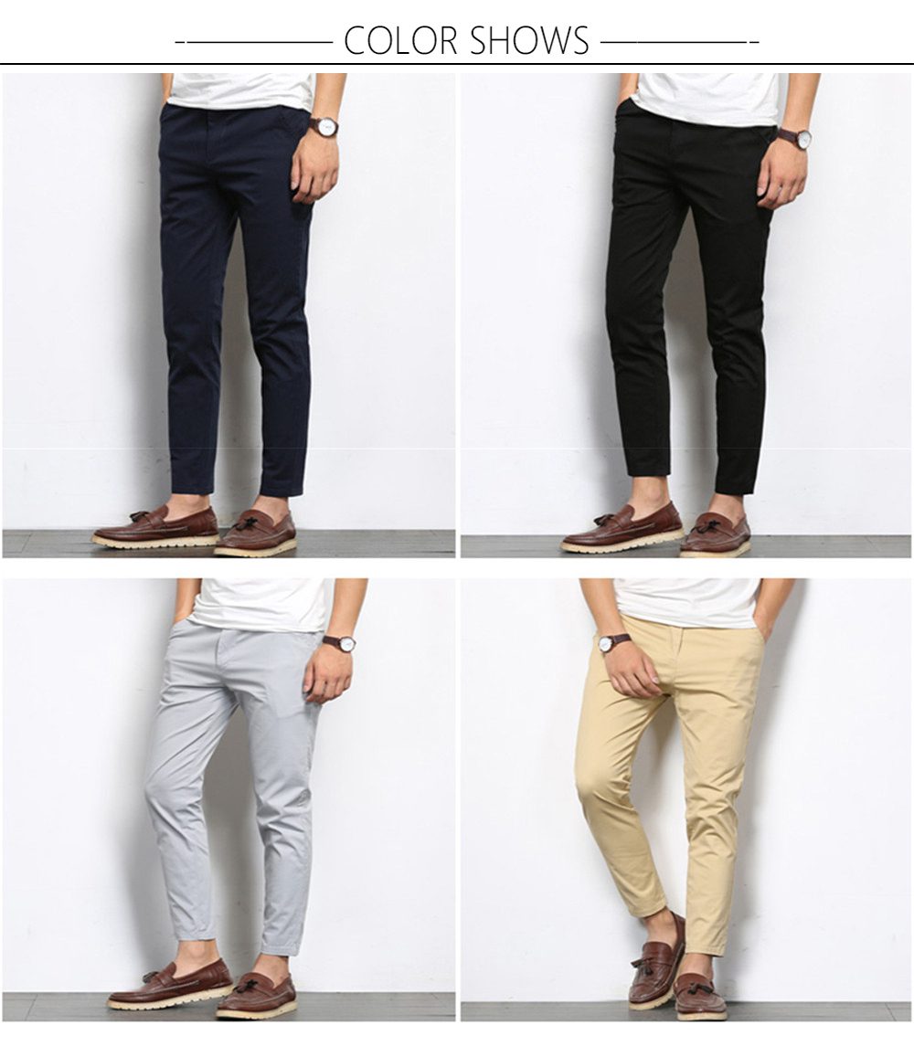 BROWON Autumn Men Fashions Solid Color Casual Pants Men Straight Slight Elastic Ankle-Length High Quality Formal Trousers Men BROWON Autumn Men Fashions Solid Color Casual Pants Men Straight Slight Elastic Ankle-Length High Quality Formal Trousers Men
