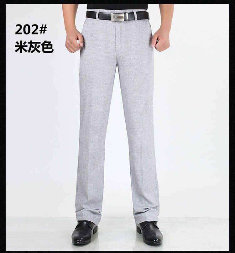 Spring summer Suit Pants For Men Loose Men Dress Pants Classic Straight Formal Mens Business Thin Linen Trousers Size 30-42
