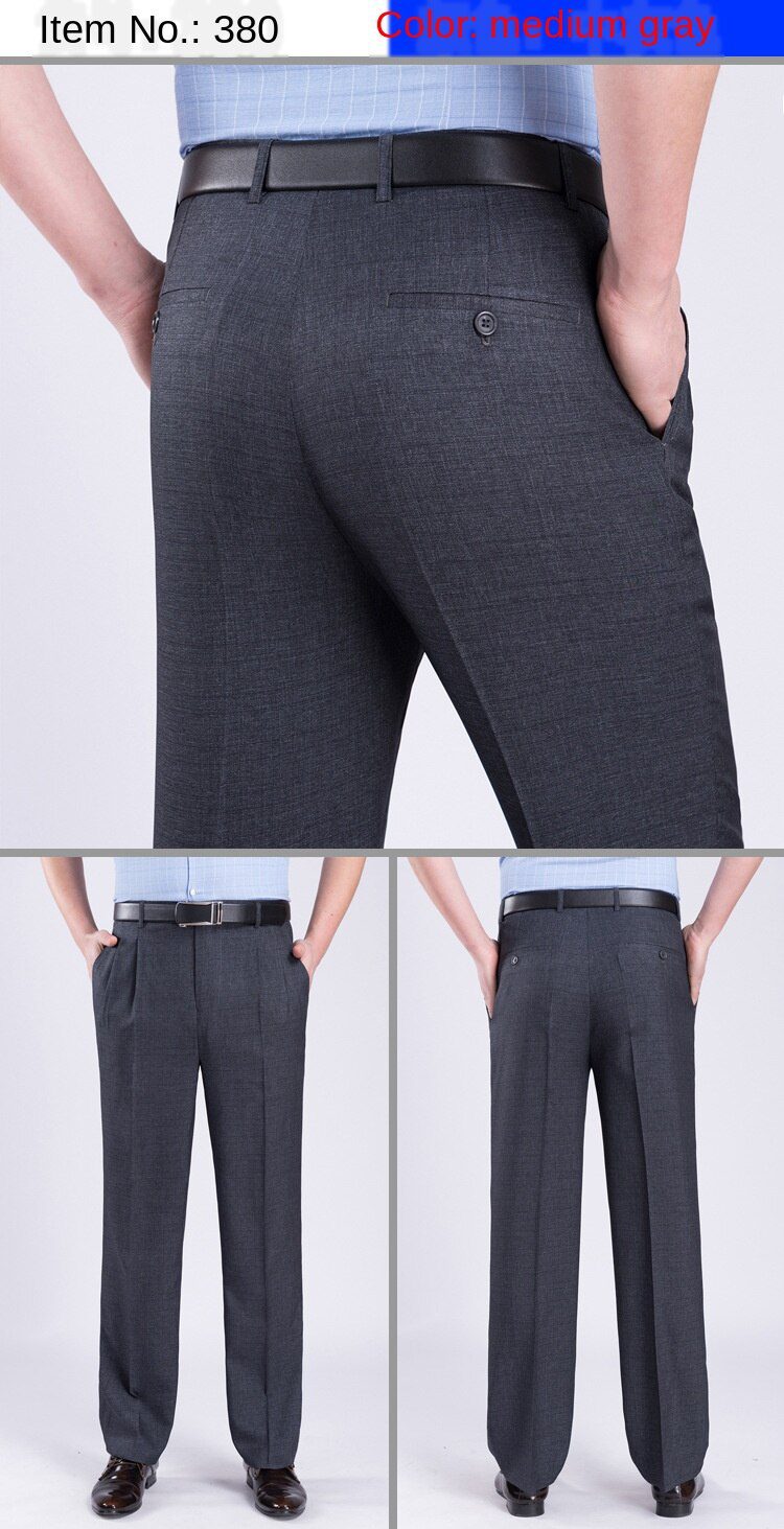 ICPANS Double Pleated Suit Pants Men Straight Loose Office Formal Dress Trouser for Man Black Gray High Waist Big Size 40 42 44