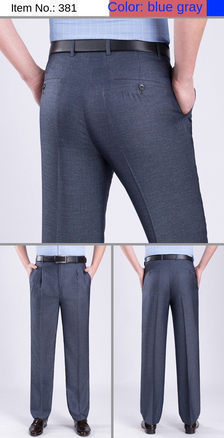 ICPANS Double Pleated Suit Pants Men Straight Loose Office Formal Dress Trouser for Man Black Gray High Waist Big Size 40 42 44